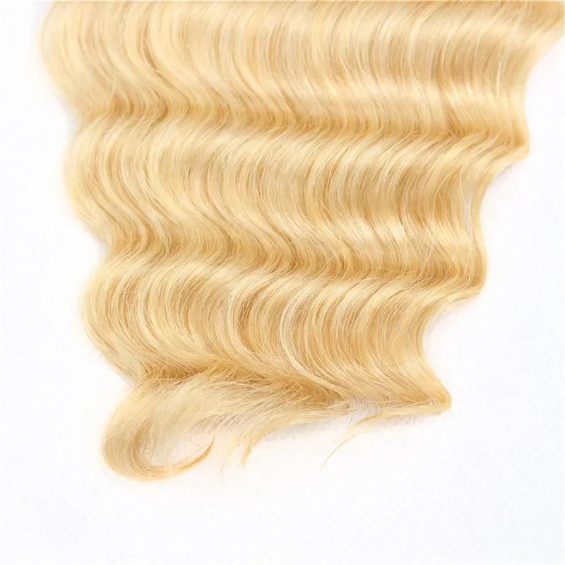 Hair Extensions | Raw Indian Virgin Hair Double Wefts Blonde Deep Wave Curly 613# Three Bundles 100% Human Hair Extensions 10-28Inch Hair Extensions Hair Extensions