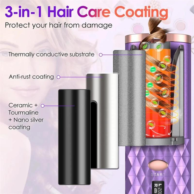 Hair Care & Styling Tools | Curling Irons Automatic Curling Iron Cordless Auto Hair Curler Wireless Auto Curler Silky Curls Fast Heating Usb Portable Auto Curler Timing 231024 Hair Care & Styling Tools Hair Care & Styling Tools