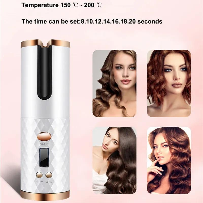 Hair Care & Styling Tools | Curling Irons Automatic Hair Curler Usb Rechargeable Auto Hair Curling Iron Cordless Rotating Curling Machine Women Waves Hair Tool 221027 Hair Care & Styling Tools Hair Care & Styling Tools