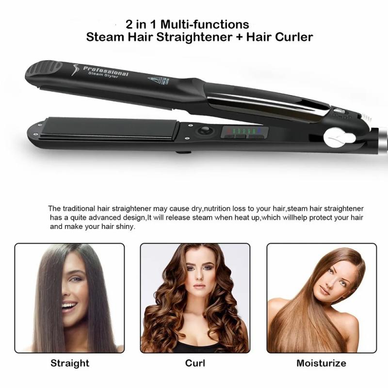 Hair Care & Styling Tools | Professional Steam Hair Straightener 2 In 1 Ceramic Vapor Hair Iron Salon Straightening Curling Styling Tool 230310 Hair Care & Styling Tools Hair Care & Styling Tools