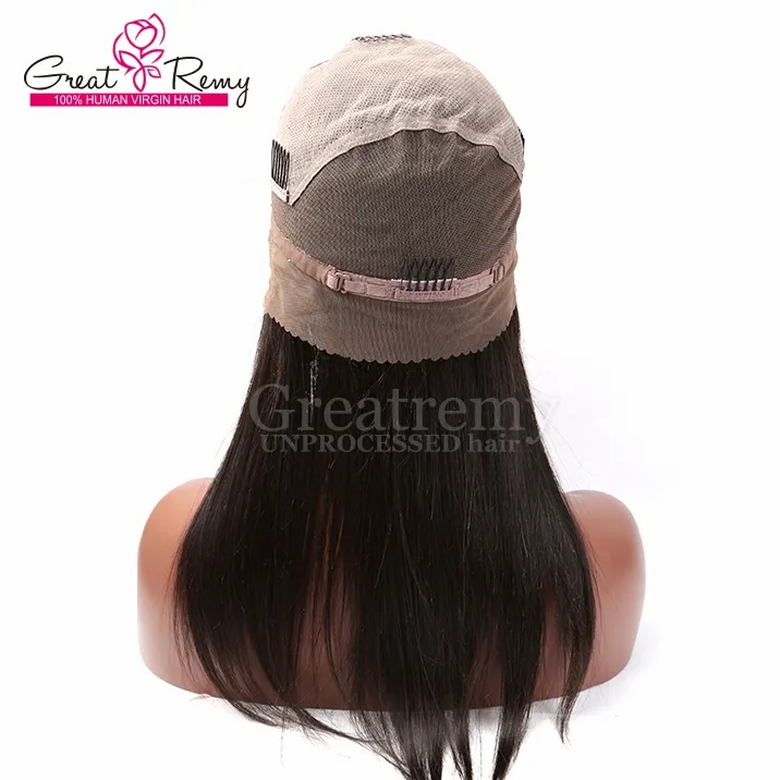 Remy Hair & Virgin Hair | Full Lace Straight Wigs With Bangs Human Hair Wigs For Black Women None Lace Front Wigs Brazilian Virgin Hair Glueless Machine Made Wig Greatremy Remy Hair & Virgin Hair Remy Hair & Virgin Hair