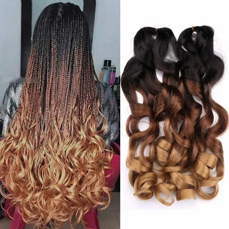 Remy Hair & Virgin Hair | Human Hair Bulks French Curly Crochet Braiding Hair Synthetic Loose Wave Ombre Braids Hair For Women Spiral Curls Pre Stretched Hair Extensions 231010 Remy Hair & Virgin Hair Remy Hair & Virgin Hair